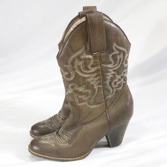 MAURICES Macy Brown Vegan Mid Calf Western Boots - Picture 7 of 8